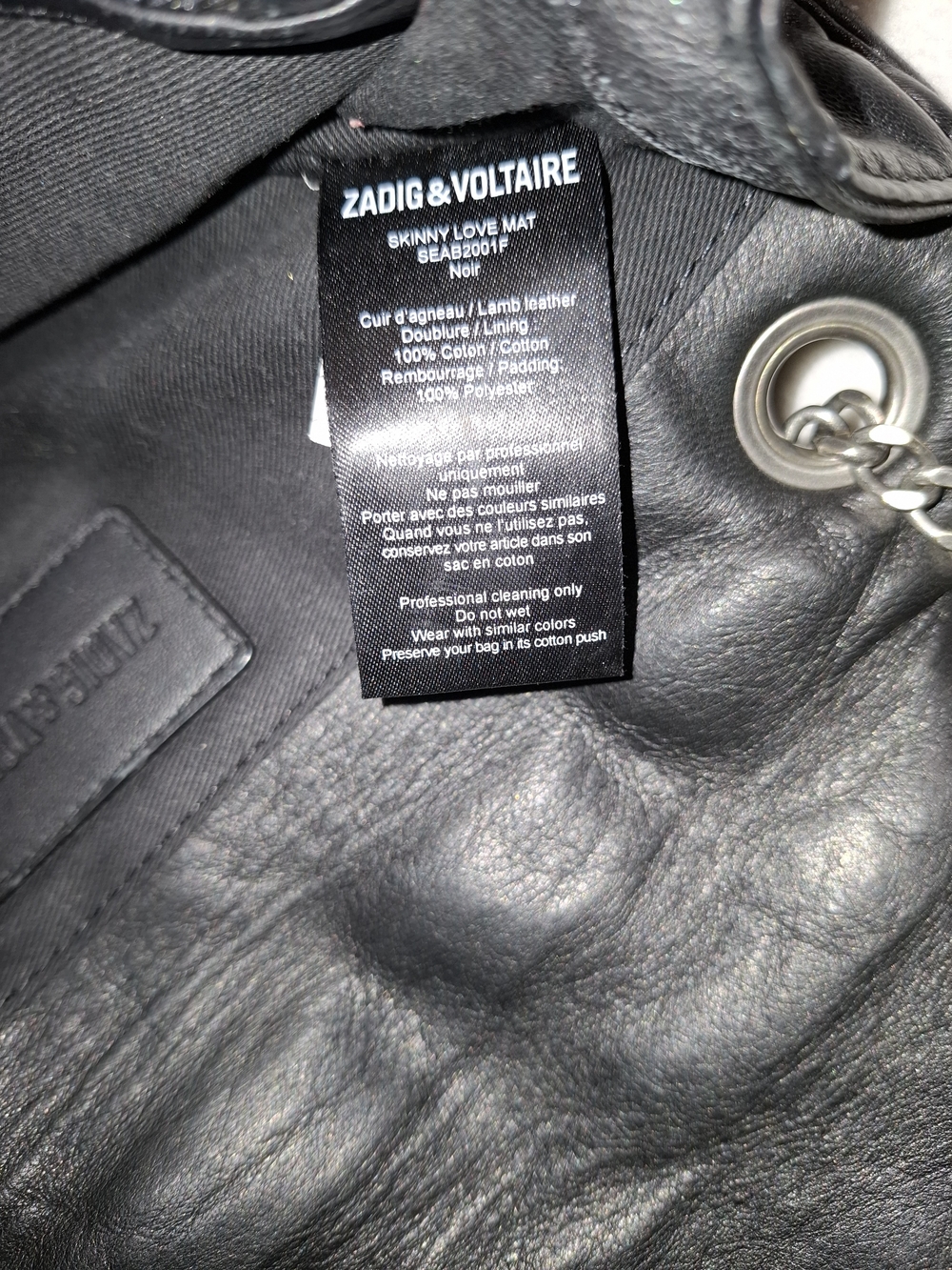 Zadig & Voltaire Black Quilted Shoulder Bag with Silver Chain - Picture 10 of 16